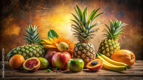 Vintage Tropical Summer Fruit Photography: Sun-Kissed Mangoes, Pineapples, & More