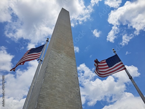 monument and flags