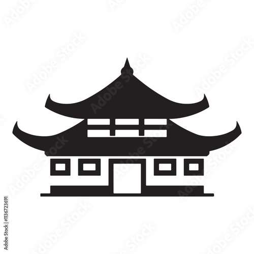 Chinese house silhouette vector illustration icon type design