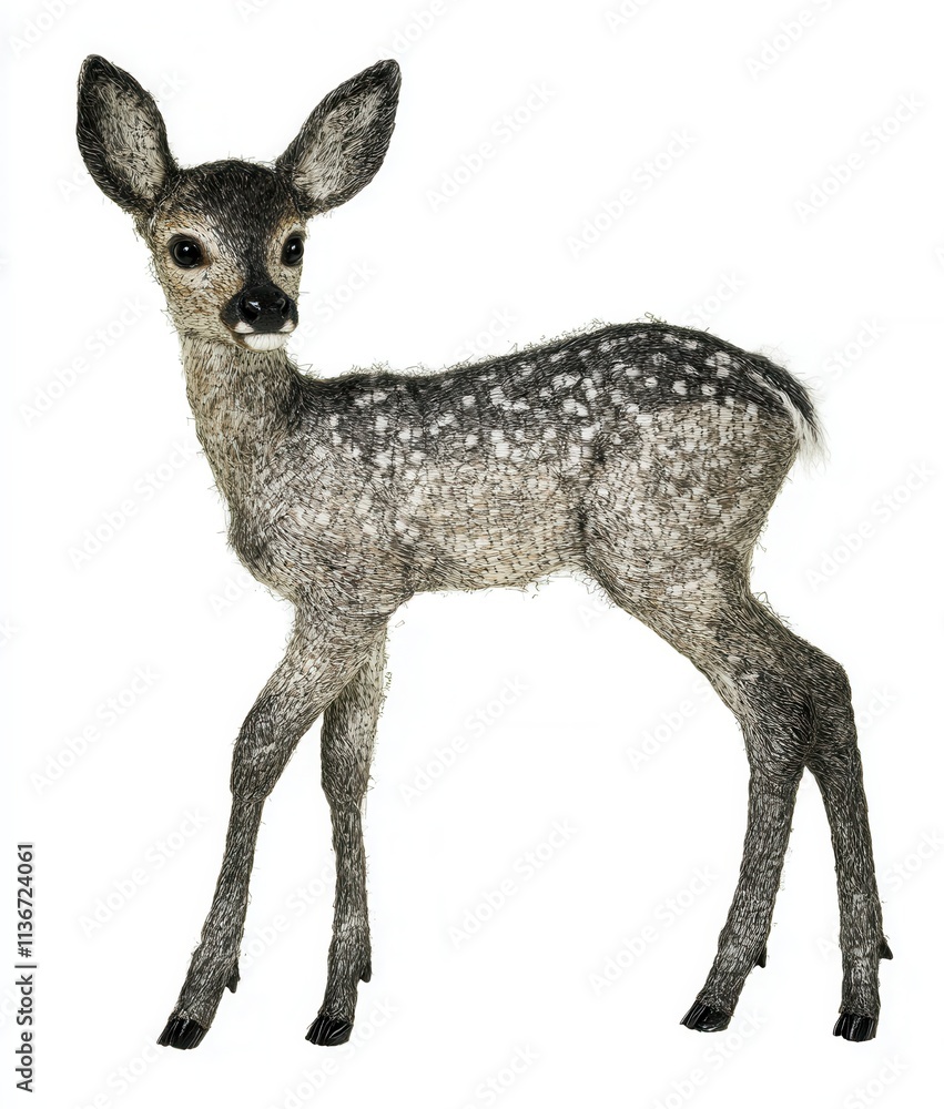 Fototapeta premium An isolated little deer on the white background