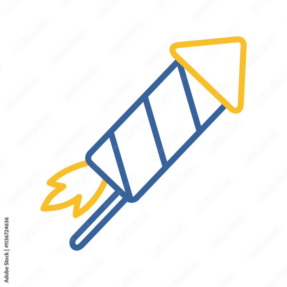 Striped fireworks rocket with a fuse vector icon Striped fireworks rocket with a fuse vector icon