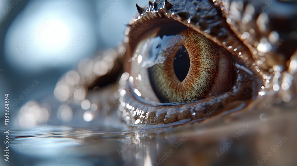A close up of a crocodile's eye in the water A close up of a crocodile's eye in the water