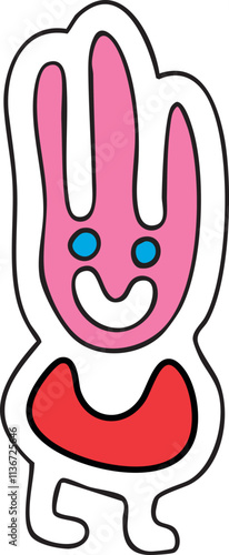 doodle simpatia con una faccina rosa sorridente e occhi blu