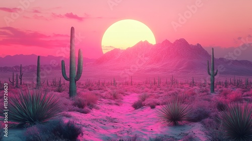 Desert Panorama with Vibrant Sunset photo