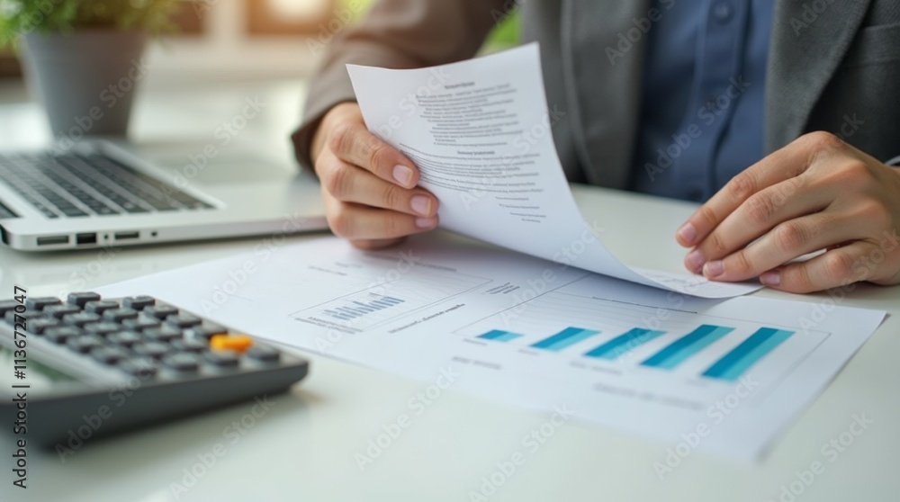 taxpayer reviewing their financial documents at a desk, with a laptop open and a calculator nearby, symbolizing the diligence taxpayer reviewing their financial documents at a desk, with a laptop open and a calculator nearby, symbolizing the diligence