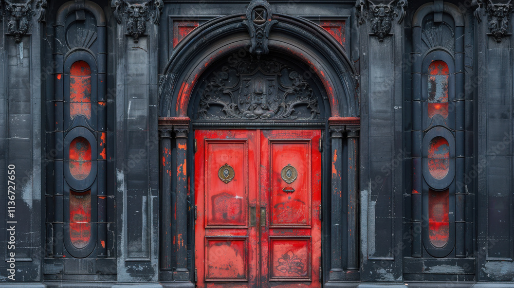 Obraz premium Old traditional wooden entrance doors.