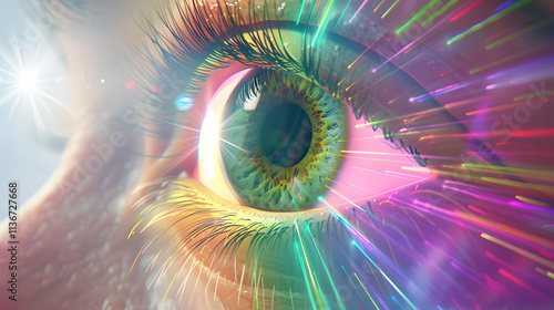 Animation of Human Eye with Multicolored Iris photo