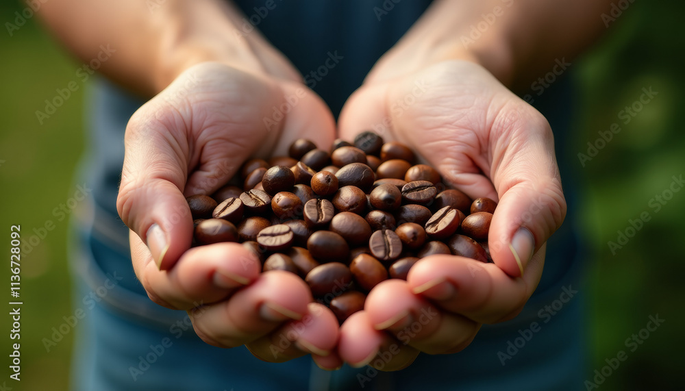Coffee Beans Held in Hands - A Fresh Harvest Coffee Beans Held in Hands - A Fresh Harvest