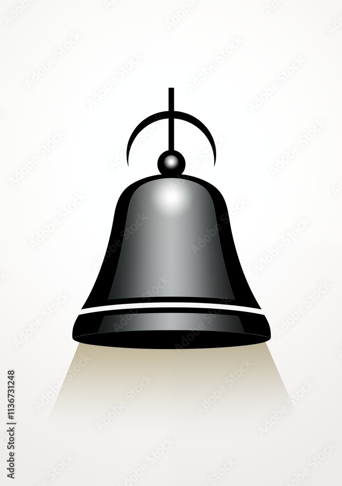 Stylized school bell print for academic year start on white background. Stylized school bell print for academic year start on white background.