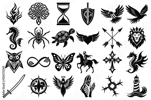 Set of Tattoo Icon Vector Graphics | Scalable EPS Design