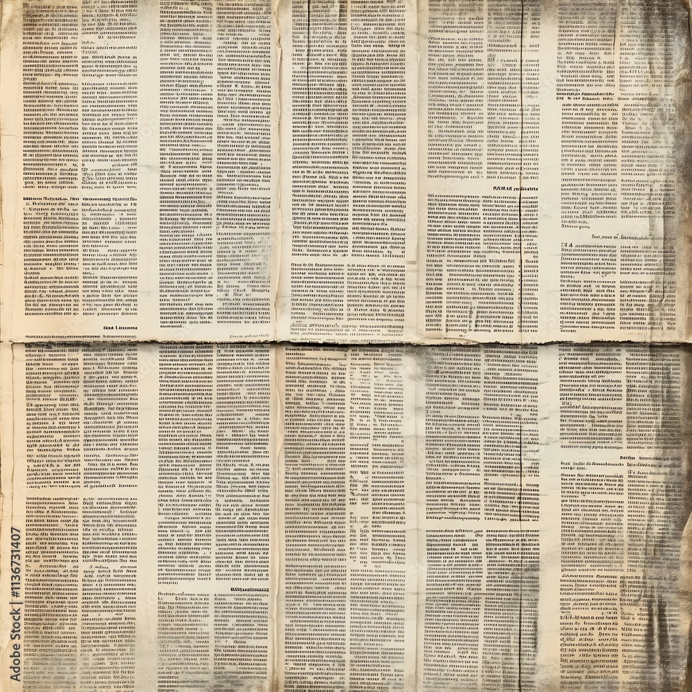 Obraz premium Vintage Retro Newsprint Background with Grunge Stain and Line Pattern for Creative Designs