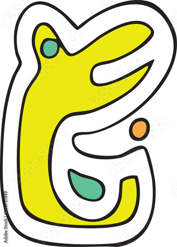 doodle erpente giallo che ride con occhi verdi