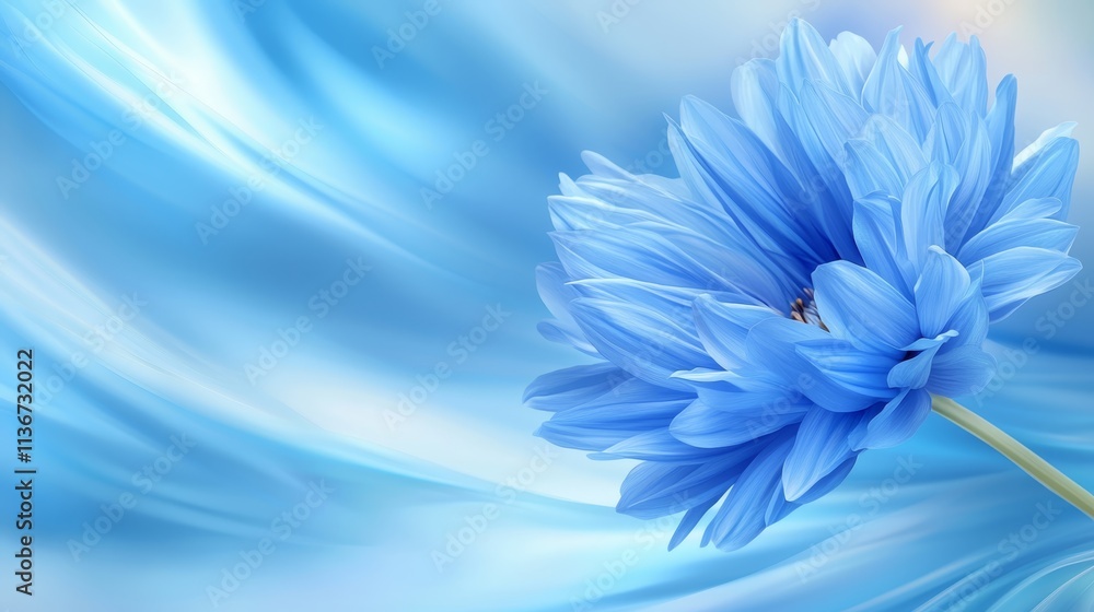 Obraz premium A single blue flower on a blue background