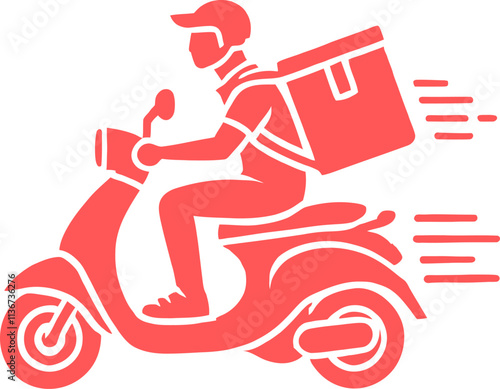 Free Shipping motorbike food delivery boy icon in Vector illustration, delivery boy icon