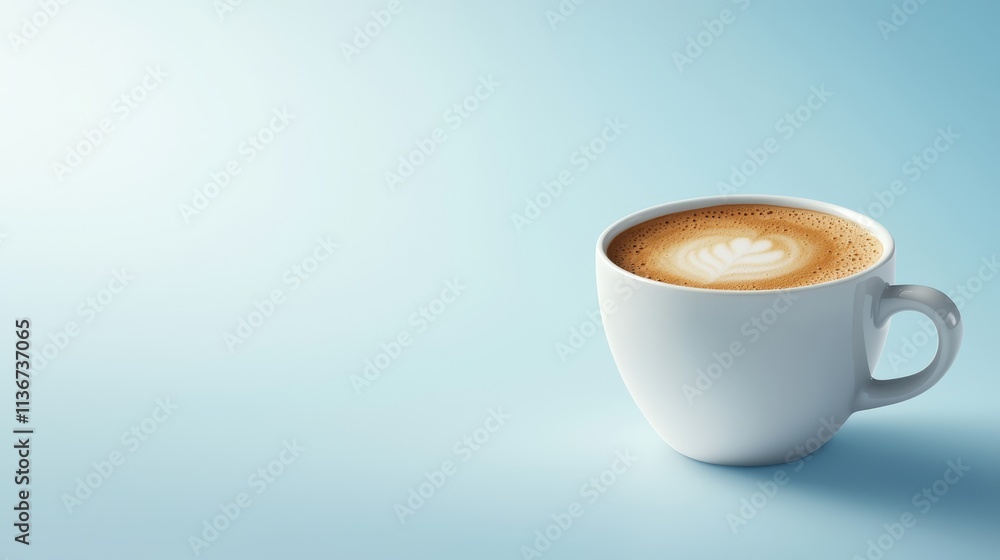 A cup of coffee on a blue background A cup of coffee on a blue background