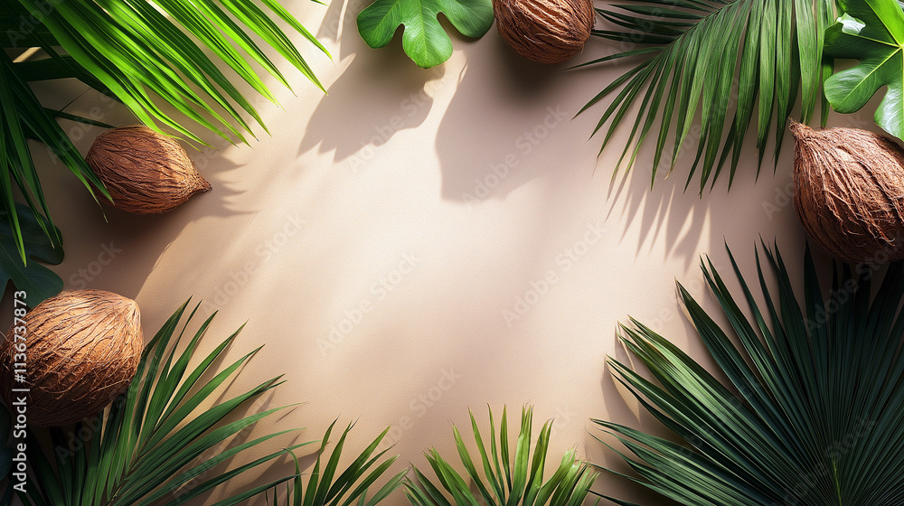 A leafy green background with a bunch of nuts and leaves A leafy green background with a bunch of nuts and leaves
