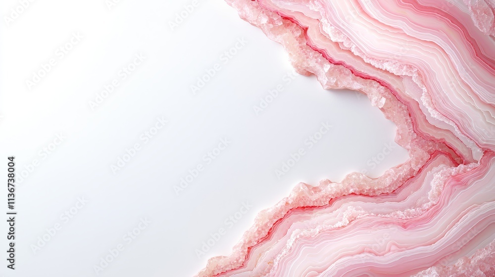 A pink agate slice on a white background