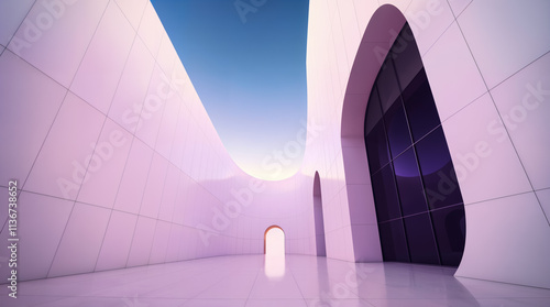 Minimal Architectural Structure Wallpaper with Soft Pastel Colors. Modern architectural structure with sleek, minimalist look and soft pastel hues in purple color. Contemporary aesthetic wallpapers