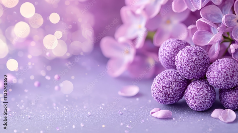 A bunch of purple lilac flowers on a purple background A bunch of purple lilac flowers on a purple background