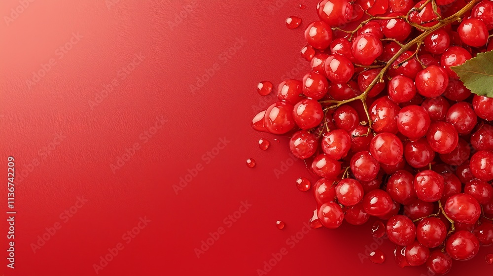 A bunch of red currants on a red surface A bunch of red currants on a red surface