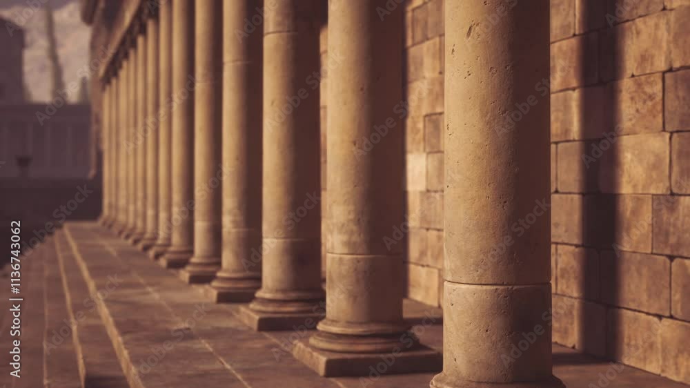 Weathered stone pillars create an impressive display at an ancient site. The sun casts shadows that highlight the architectural beauty, evoking a sense of history and grandeur. Weathered stone pillars create an impressive display at an ancient site. The sun casts shadows that highlight the architectural beauty, evoking a sense of history and grandeur.