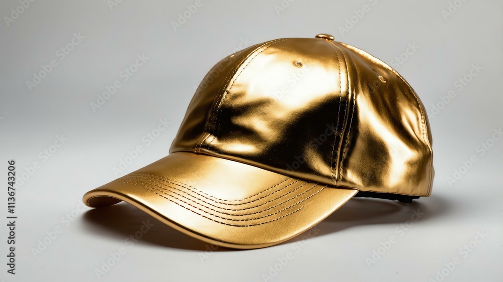 Fototapeta premium aesthetic gold baseball cap isolated on plain white background
