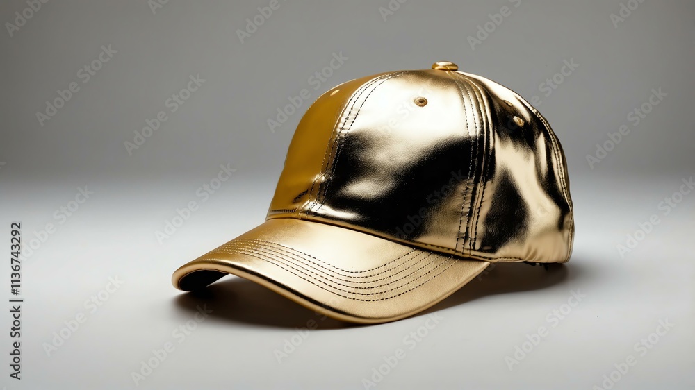 Fototapeta premium aesthetic gold baseball cap isolated on plain white background