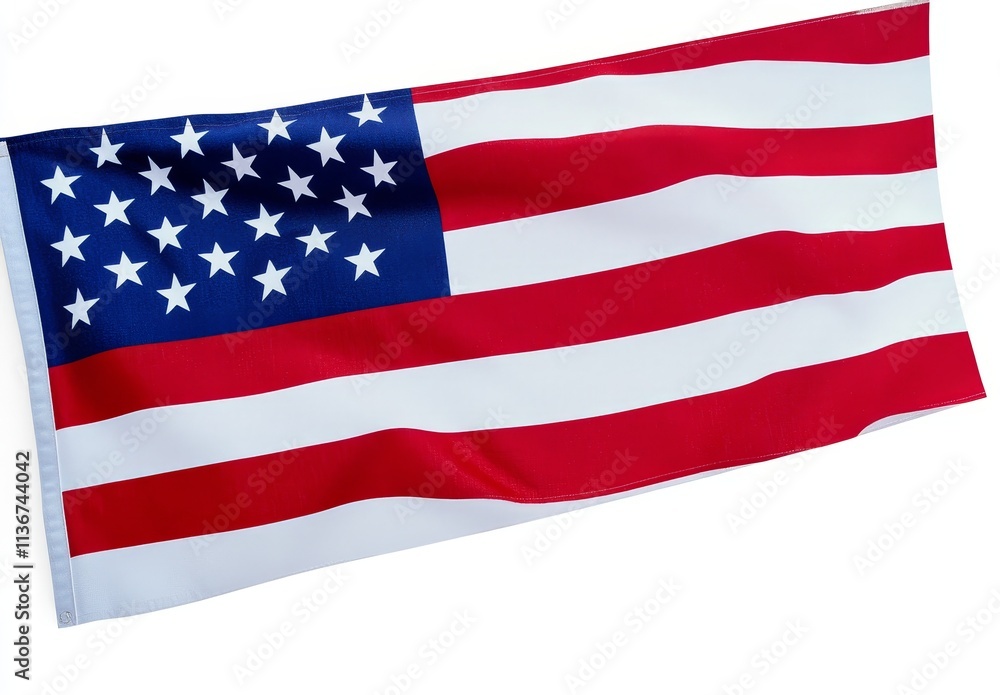 Fototapeta premium American flag boldly displayed against a clean, white background, capturing the essence of patriotism and national pride in a creative design