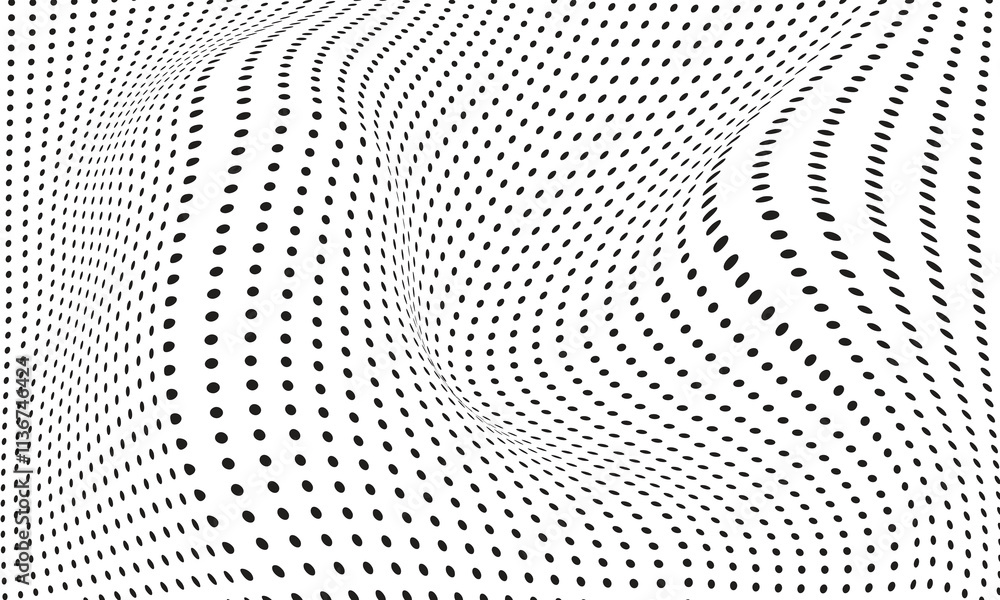 Black and white background abstract dots pattern curved wavy Black and white background abstract dots pattern curved wavy