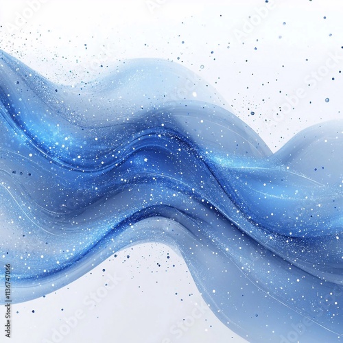 Abstract blue wave with shimmer on a white background. Generative AI
