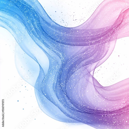 Abstract blue and purple wave with shimmer on a white background. Generative AI