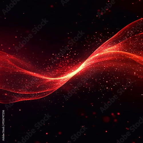 Glowing with red wave line dark with vibrant motion. Generative AI