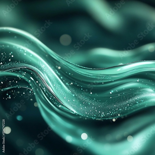Green abstract wave with shimmer. Generative AI