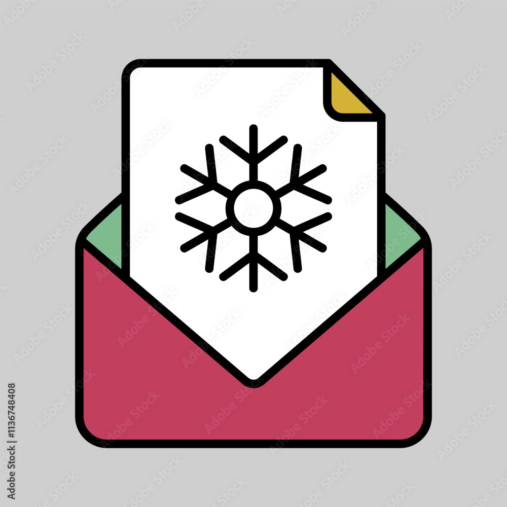 Envelope and card merry Christmas vector icon Envelope and card merry Christmas vector icon