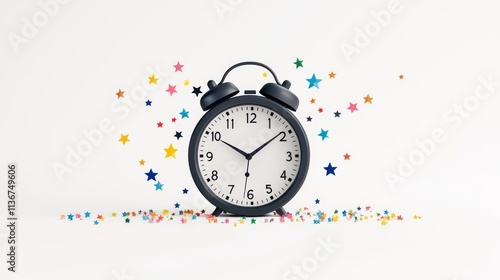 Stylish alarm clock with colorful decorations.