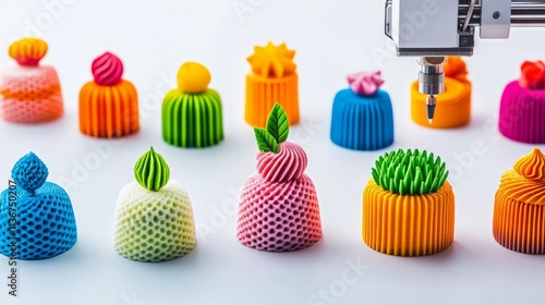 Colorful decorative cake toppers on display.