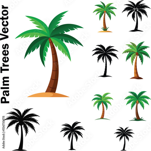 palm tree vector set