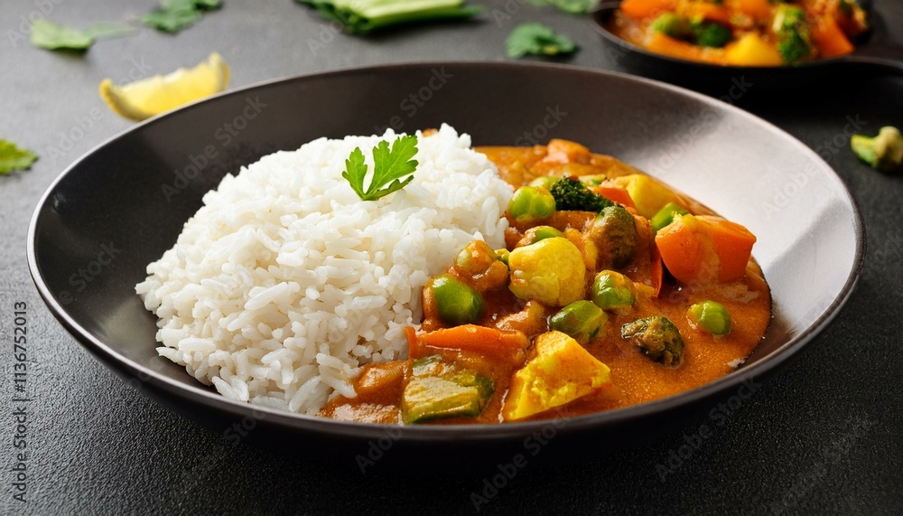 vegetarian indian basmati curry rice, AI generated vegetarian indian basmati curry rice, AI generated