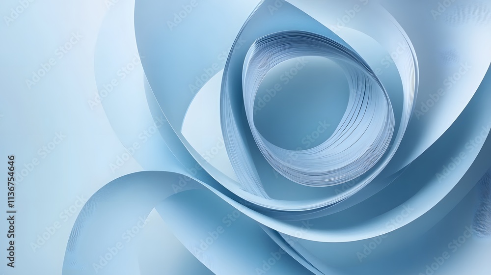 Fototapeta premium Abstract Blue Paper Swirls Create Dynamic Form