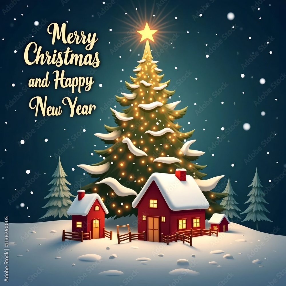 Fototapeta premium Disfruta de una Navidad mágica y un Año Nuevo lleno de alegría y amor. 