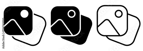 gallery icon, simple flat style, vector illustration symbol sign logo template pictogram, for ui or ux isolated on white for mobile app, editable