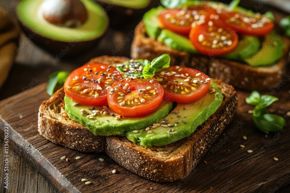 Nutritious Toast with Cherry Tomatoes for Breakfast Snack Nutritious Toast with Cherry Tomatoes for Breakfast Snack
