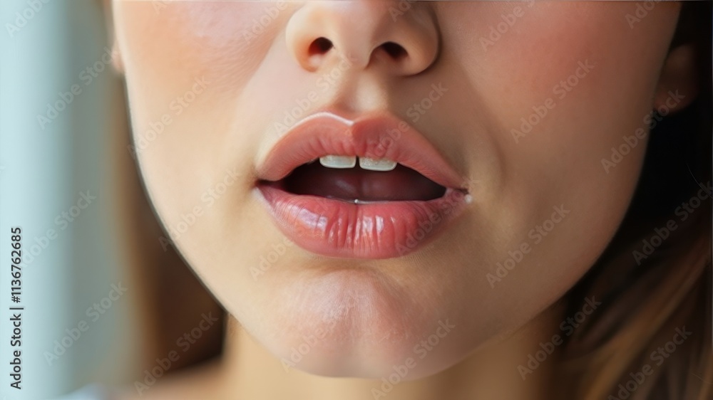 Fototapeta premium open female lips close up