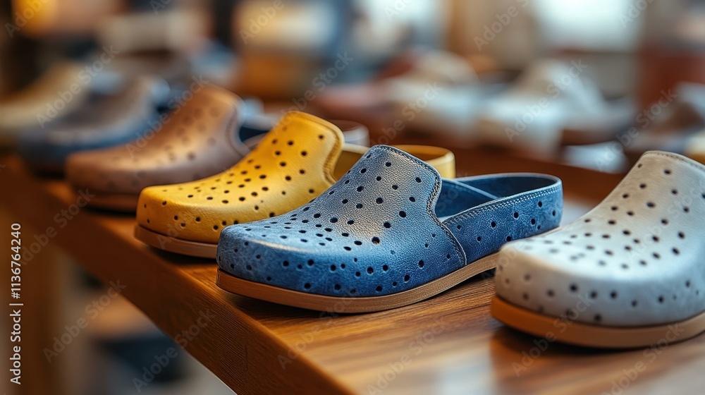 Casual Shoes and Footwear Mules - Backless shoes with open or closed toes for easy slip-on style Isolated solo on plain background Casual Shoes and Footwear Mules - Backless shoes with open or closed toes for easy slip-on style Isolated solo on plain background