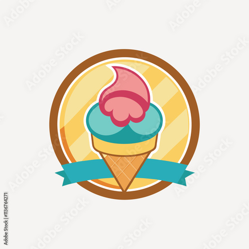 Ice cream set isolated on white background. Collection of ice cream in a cup, in a waffle cone and popsicle in doodle style Isolated vector illustration