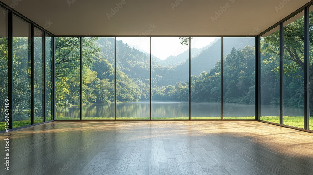 Serene Lake Mountain View from Modern Room Serene Lake Mountain View from Modern Room