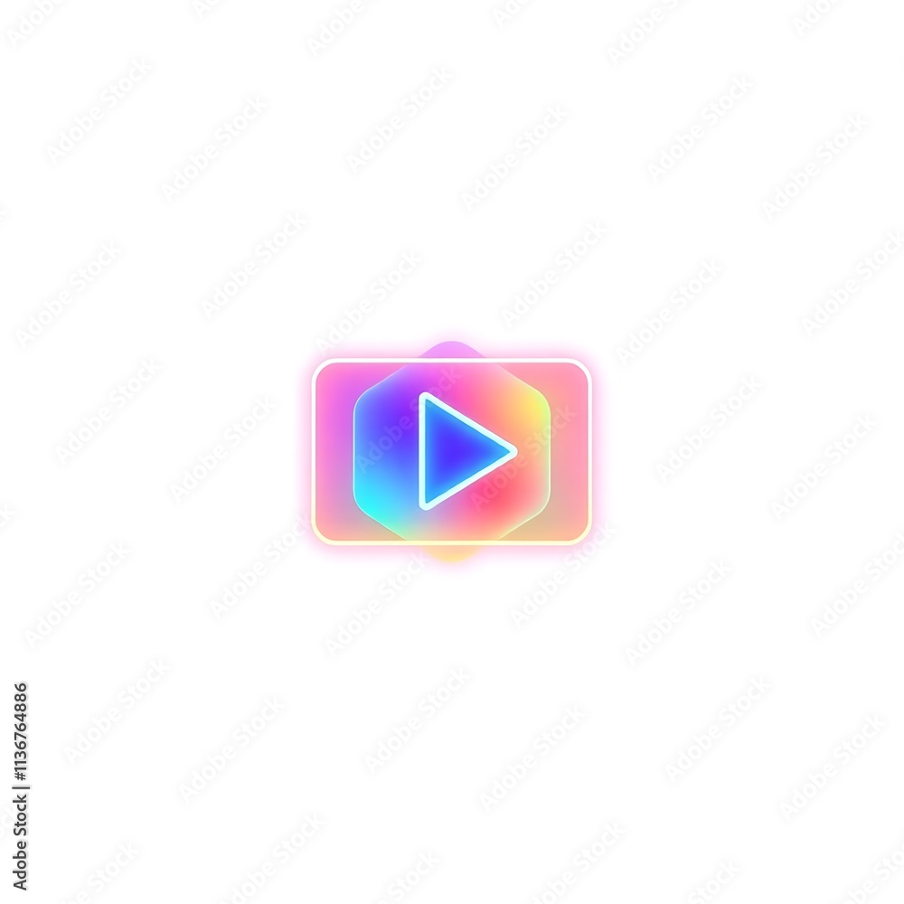 Neon Play Button: A vibrant, holographic play button icon with a neon glow, perfect for adding a modern and futuristic touch to your digital designs. Neon Play Button: A vibrant, holographic play button icon with a neon glow, perfect for adding a modern and futuristic touch to your digital designs.