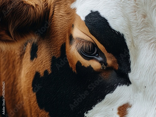 Cowhide texture background, cow leather with fur as the backdrop photo