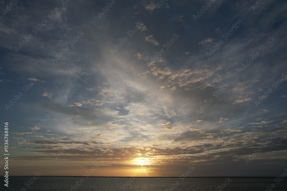 Fototapeta premium Sunset Over Lake Pontchartrain Causeway 12-15-24 1