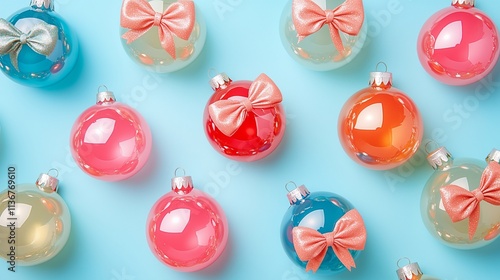 retro glass bow shaped christmas baubles pattern